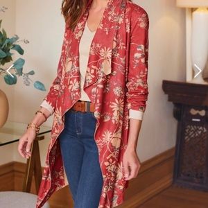 Soft Surroundings Printed Draped Shape Faux Suede Jacket Size M New with Tags